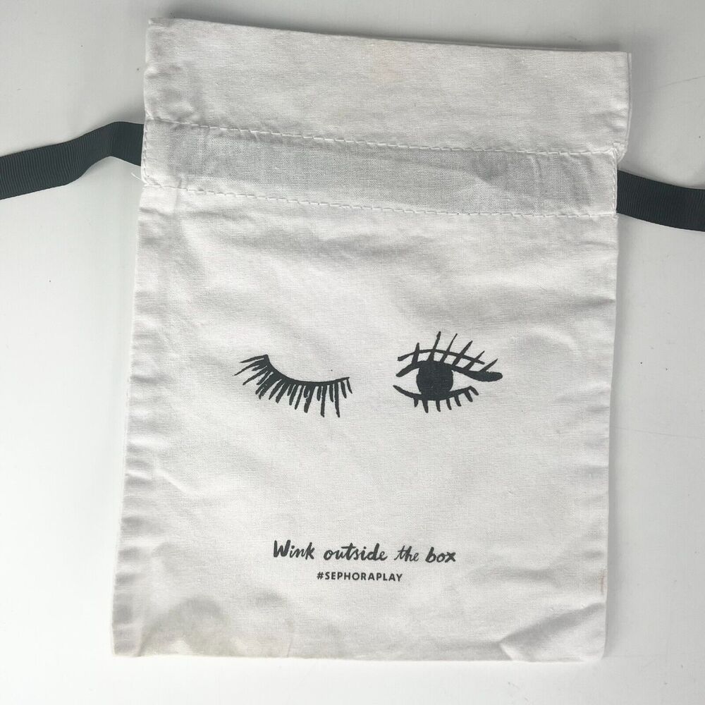 Sephora Wink Outside the Box Drawstring Cloth MakeUp Delicates Travel Bag Newbl